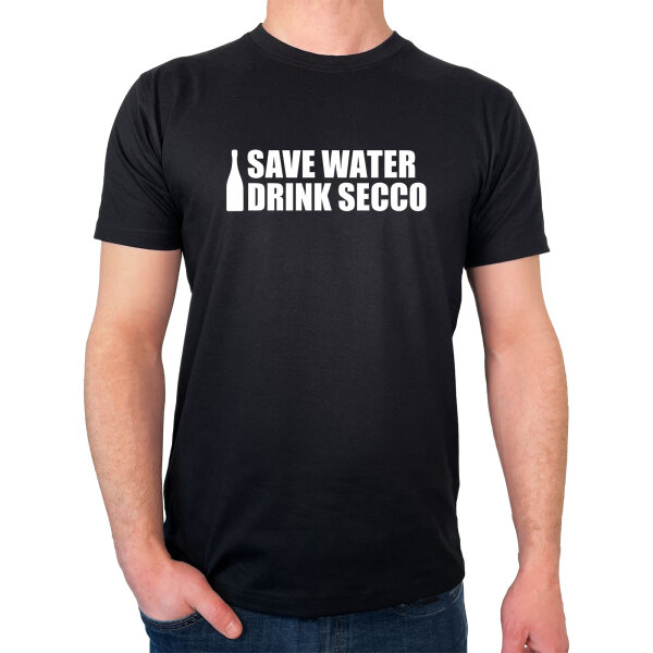 Herren T-Shirt Save Water Drink Secco Sektflasche Größe S-3XL