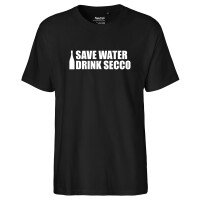 Herren T-Shirt Save Water Drink Secco Sektflasche...
