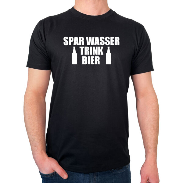Herren T-Shirt Spar Wasser Trink Bier Bierflasche Größe S-3XL