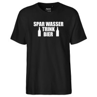 Herren T-Shirt Spar Wasser Trink Bier Bierflasche...