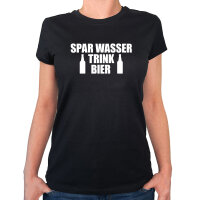 Damen T-Shirt Spar Wasser Trink Bier Bierflasche...