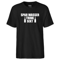 Herren T-Shirt Spar Wasser Trink Sekt Sektflasche...