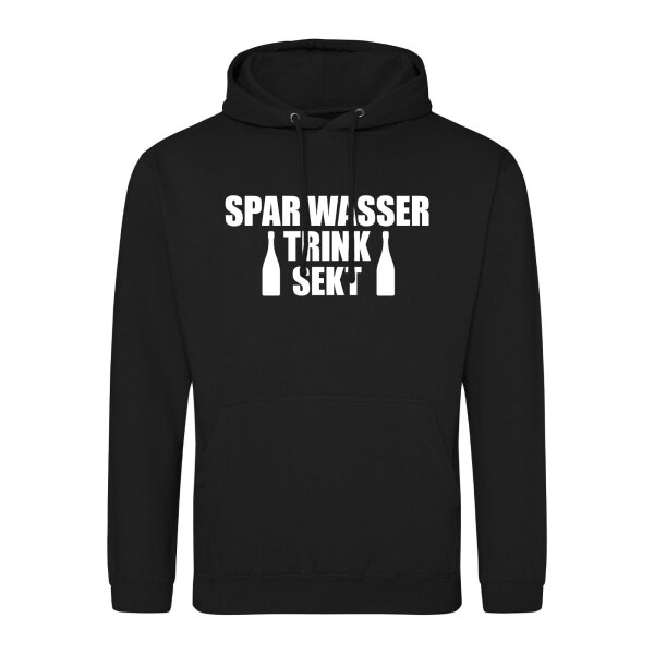 Unisex Hoodie Spar Wasser Trink Sekt Sektflasche Größe S-3XL