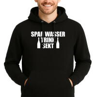 Unisex Hoodie Spar Wasser Trink Sekt Sektflasche...