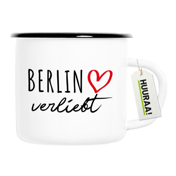 Emaille Tasse Berlin verliebt 300ml Vintage Emaille Becher