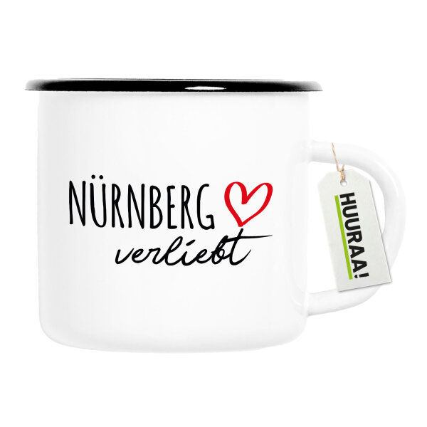 Emaille Tasse Nürnberg verliebt 300ml Vintage Emaille Becher