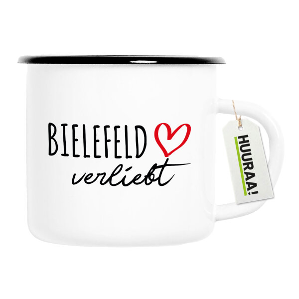 Emaille Tasse Bielefeld verliebt 300ml Vintage Emaille Becher