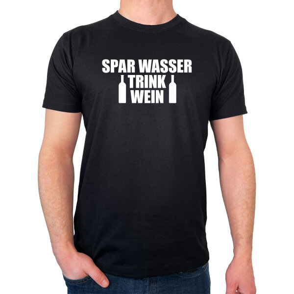 Herren T-Shirt Spar Wasser Trink Wein Weinflasche Größe S-3XL