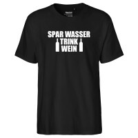Herren T-Shirt Spar Wasser Trink Wein Weinflasche...