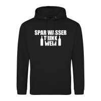 Unisex Hoodie Spar Wasser Trink Wein Weinflasche...