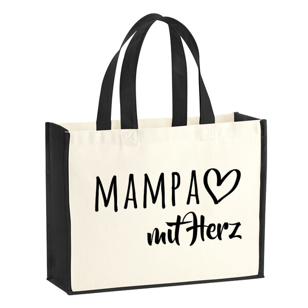 Jutetasche MAMPA mit Herz 21 Liter Black