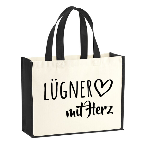 Jutetasche Lügner mit Herz 21 Liter Black