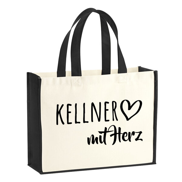 Jutetasche Kellner mit Herz 21 Liter Black