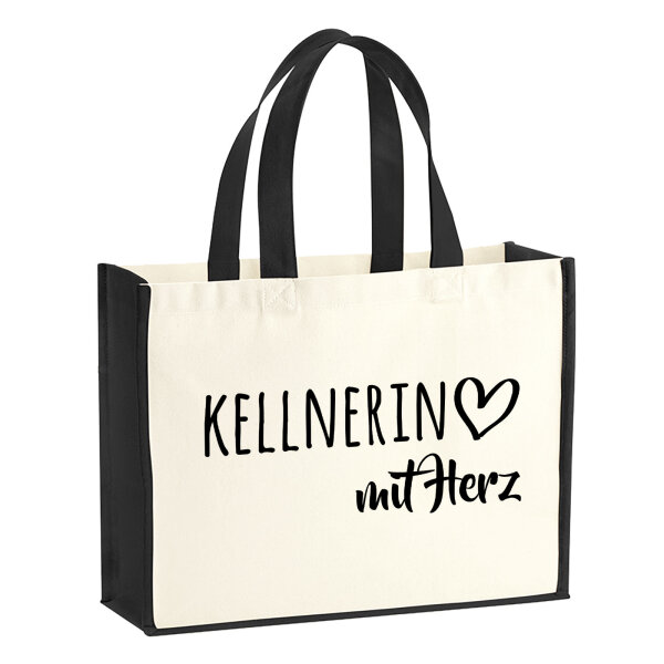 Jutetasche Kellnerin mit Herz 21 Liter Black