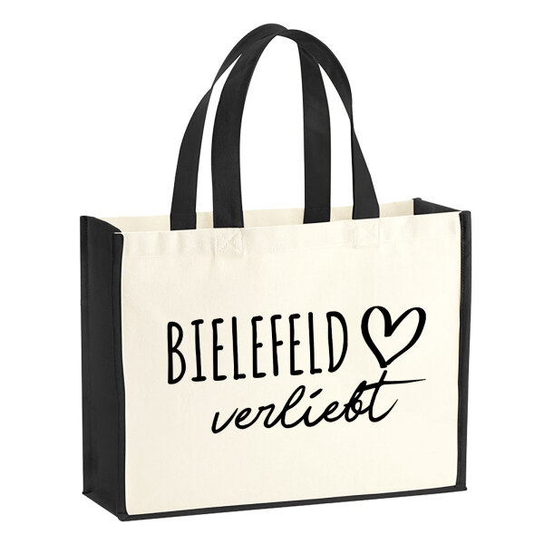 Jutetasche Bielefeld verliebt 21 Liter Black