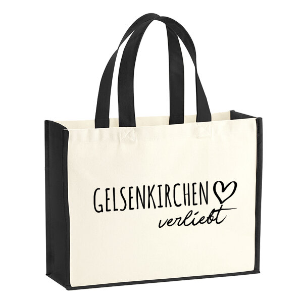 Jutetasche Gelsenkirchen verliebt 21 Liter Black