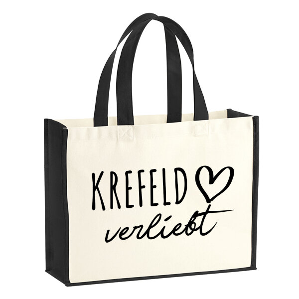 Jutetasche Krefeld verliebt 21 Liter Black