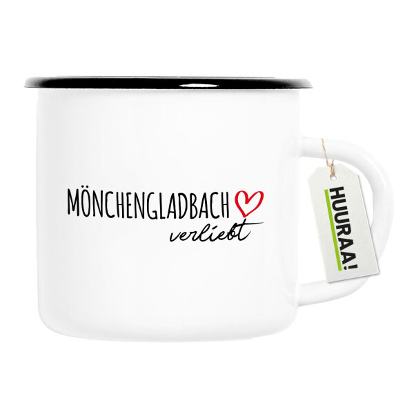 Emaille Tasse Mönchengladbach verliebt 300ml Vintage Emaille Becher