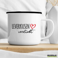 Emaille Tasse Leverkusen verliebt 300ml Vintage Emaille Becher