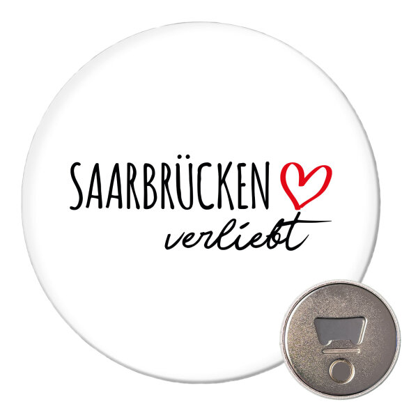 Magnet Saarbrücken verliebt 59mm Kühlschrankmagnet Flaschenöffner