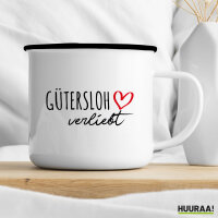 Emaille Tasse Gütersloh verliebt 300ml Vintage Emaille Becher
