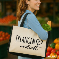 Jutetasche Erlangen verliebt 21 Liter Black