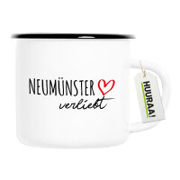 Emaille Tasse Neumünster verliebt 300ml Vintage Emaille Becher
