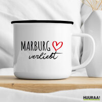 Emaille Tasse Marburg verliebt 300ml Vintage Emaille Becher