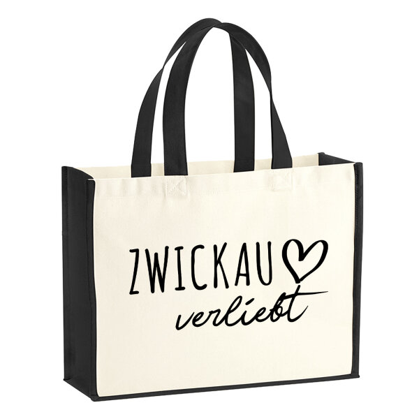 Jutetasche Zwickau verliebt 21 Liter Black