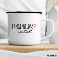Emaille Tasse Langenfeld (Rheinland) verliebt 300ml Vintage Emaille Becher
