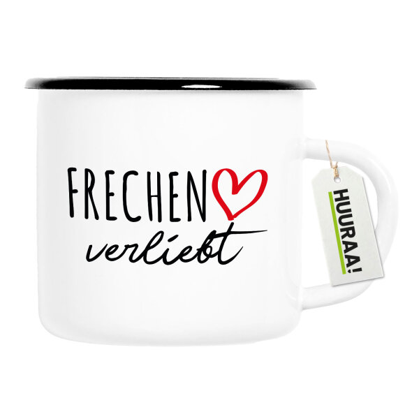 Emaille Tasse Frechen verliebt 300ml Vintage Emaille Becher