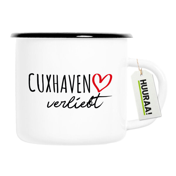 Emaille Tasse Cuxhaven verliebt 300ml Vintage Emaille Becher