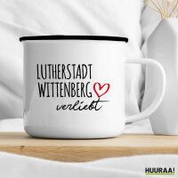 Emaille Tasse Lutherstadt Wittenberg verliebt 300ml Vintage Emaille Becher