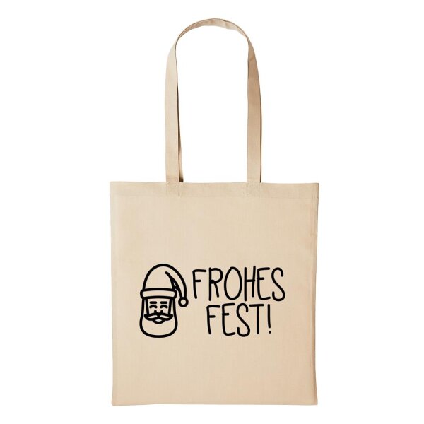 Baumwollbeutel Frohes Fest Natural 10 Liter