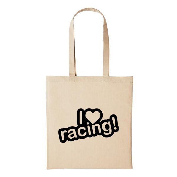 Baumwollbeutel I Love Racing! Natural 10 Liter