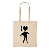 Baumwollbeutel I Love Zombies Natural 10 Liter