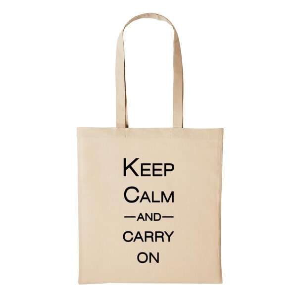 Baumwollbeutel Keep Calm and Carry on Natural 10 Liter