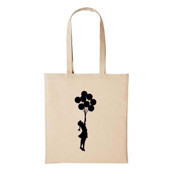 Baumwollbeutel Mädchen Luftballons Natural 10 Liter