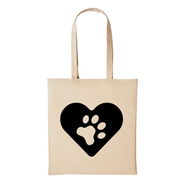 Baumwollbeutel Pfote Herz Natural 10 Liter