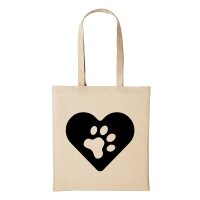Baumwollbeutel Pfote Herz Natural 10 Liter