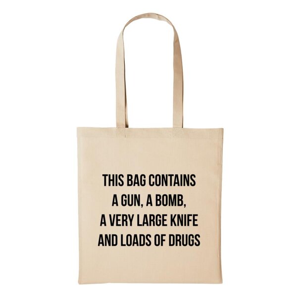 Baumwollbeutel Bag Contains Gun Bomb Knife Natural 10 Liter