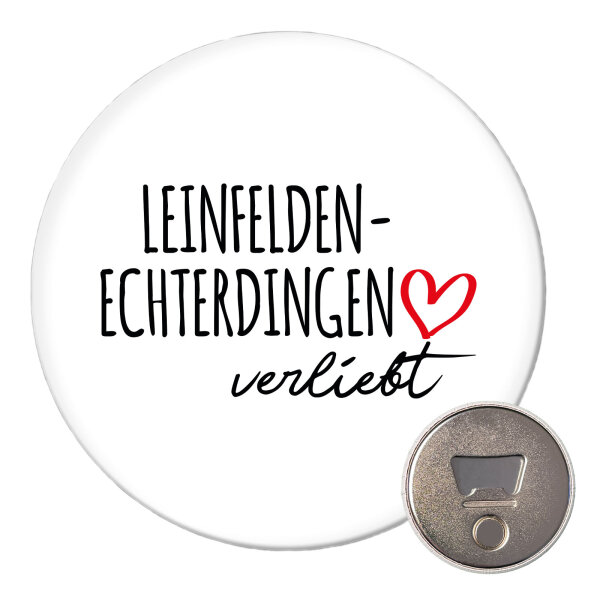 Magnet Leinfelden-Echterdingen verliebt 59mm Kühlschrankmagnet Flaschenöffner