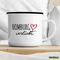 Emaille Tasse Homburg verliebt 300ml Vintage Emaille Becher
