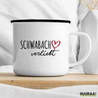 Emaille Tasse Schwabach verliebt 300ml Vintage Emaille Becher