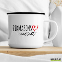 Emaille Tasse Pirmasens verliebt 300ml Vintage Emaille Becher