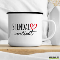 Emaille Tasse Stendal verliebt 300ml Vintage Emaille Becher