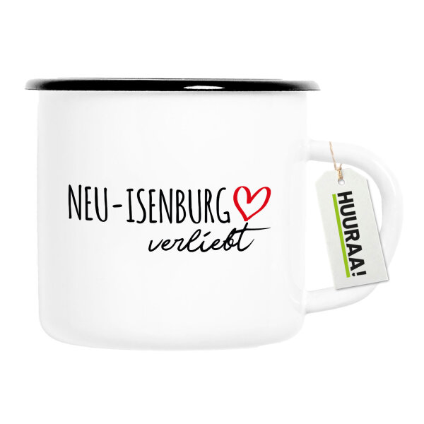 Emaille Tasse Neu-Isenburg verliebt 300ml Vintage Emaille Becher