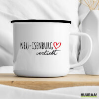 Emaille Tasse Neu-Isenburg verliebt 300ml Vintage Emaille Becher