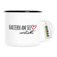 Emaille Tasse Haltern am See verliebt 300ml Vintage...