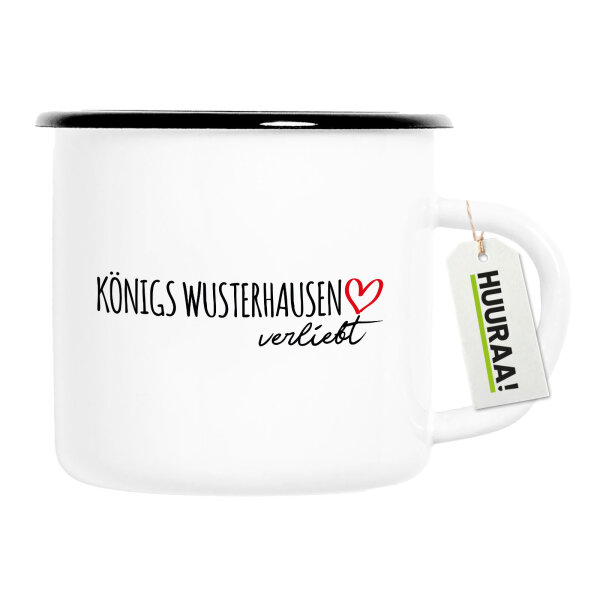 Emaille Tasse Königs Wusterhausen verliebt 300ml Vintage Emaille Becher